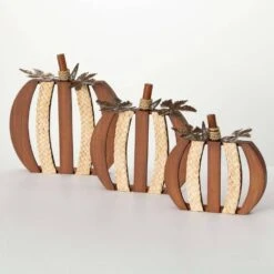 Wood Novelty Harvest Pumpkin Decor Set Of 3, Orange -The Home Depot Shop sullivans indoor fall decorations hn341 1f 1000