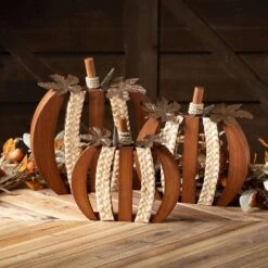 Wood Novelty Harvest Pumpkin Decor Set Of 3, Orange -The Home Depot Shop sullivans indoor fall decorations hn341 4f 1000