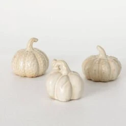 3 In., 3.25 In. And 3 In. Stoneware Cream Harvest Pumpkin Set Of 3 9 3 In., 3.25 In. And 3 In. Stoneware Cream Harvest Pumpkin Set Of 3 -The Home Depot Shop sullivans indoor fall decorations hn349 44 1000
