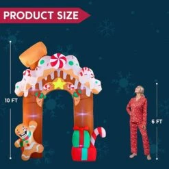 10F Ft. H X 2 Ft. W Gingerbread Arch Inflatable For Christmas Outdoor Decor -The Home Depot Shop syncfun christmas inflatables 30162 1f 1000