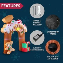 10F Ft. H X 2 Ft. W Gingerbread Arch Inflatable For Christmas Outdoor Decor -The Home Depot Shop syncfun christmas inflatables 30162 4f 1000