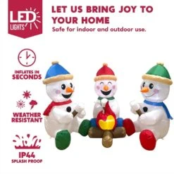 6 Ft. Width Multicolor Polyester Indoor Outdoor Set Of 3 Small Snowmen With Campfire Inflatable, Home Garden Seasonal -The Home Depot Shop syncfun christmas inflatables 31671 1f 1000