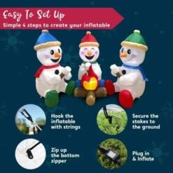 6 Ft. Width Multicolor Polyester Indoor Outdoor Set Of 3 Small Snowmen With Campfire Inflatable, Home Garden Seasonal -The Home Depot Shop syncfun christmas inflatables 31671 44 1000