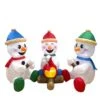 6 Ft. Width Multicolor Polyester Indoor Outdoor Set Of 3 Small Snowmen With Campfire Inflatable, Home Garden Seasonal
