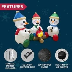 6 Ft. Width Multicolor Polyester Indoor Outdoor Set Of 3 Small Snowmen With Campfire Inflatable, Home Garden Seasonal -The Home Depot Shop syncfun christmas inflatables 31671 66 1000