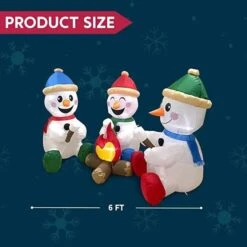 6 Ft. Width Multicolor Polyester Indoor Outdoor Set Of 3 Small Snowmen With Campfire Inflatable, Home Garden Seasonal -The Home Depot Shop syncfun christmas inflatables 31671 76 1000