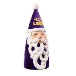 Louisiana State University Santa LED Christmas Garden Statuary, 8 In.