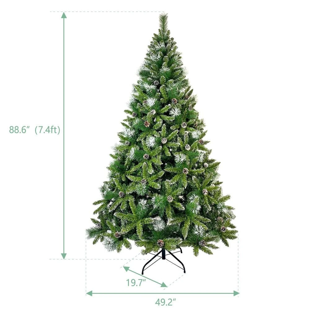 Tasha 7.4 Ft. PVC Christmas Tree, Decorated With 65 Pine Cones And Realistic Thicken Tips Over 1300 2 Tasha 7.4 Ft. PVC Christmas Tree, Decorated With 65 Pine Cones And Realistic Thicken Tips Over 1300 - Image 2