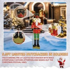 5.9 Ft. 3D Scepter Nutcracker Outdoor Christmas Holiday Yard Decoration Warm White LED Lights -The Home Depot Shop veikous christmas yard decorations pg0403 25 4f 1000