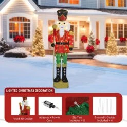 5.9 Ft. 3D Scepter Nutcracker Outdoor Christmas Holiday Yard Decoration Warm White LED Lights -The Home Depot Shop veikous christmas yard decorations pg0403 25 66 1000