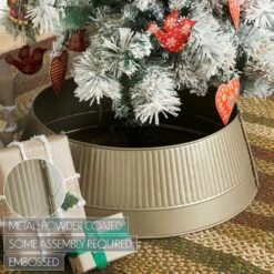 Ribbed 24 In. D Antique Gold Metal Tree Collar 7 Ribbed 24 In. D Antique Gold Metal Tree Collar -The Home Depot Shop vhc brands christmas tree collars 90055 1f 1000