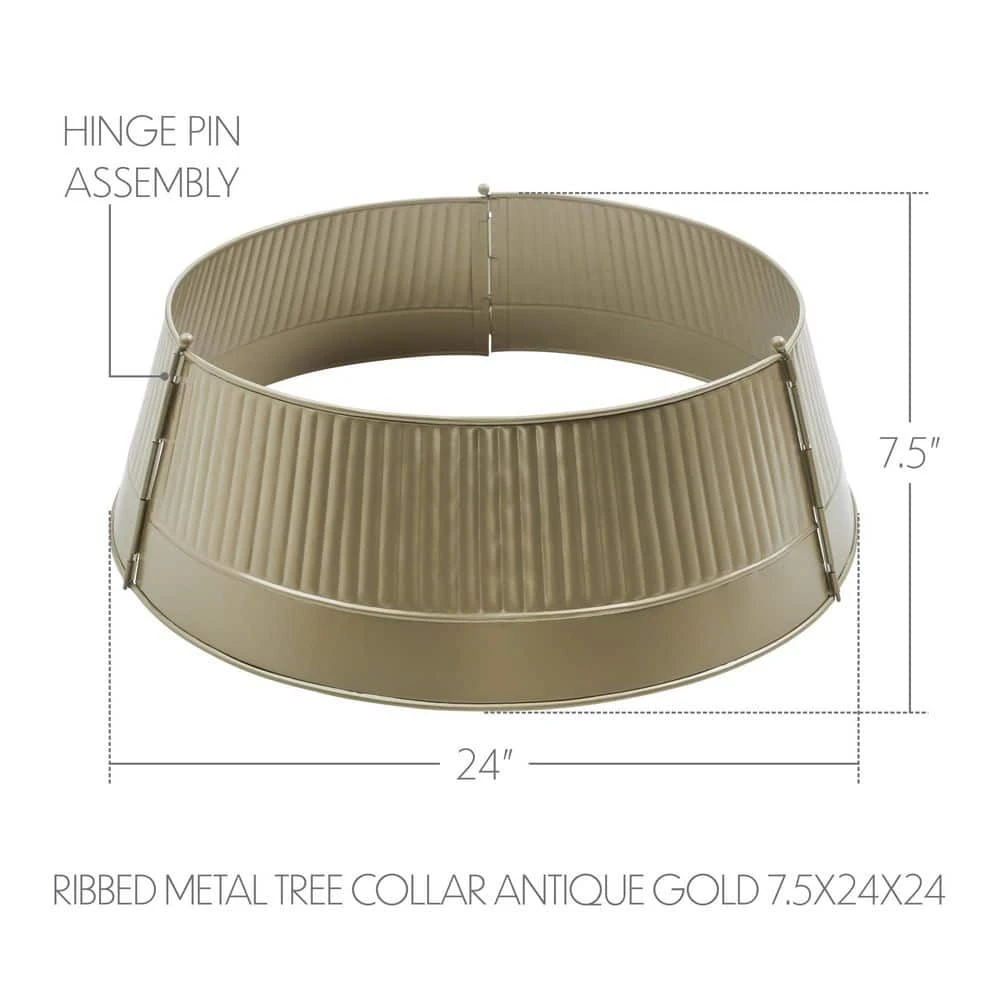 Ribbed 24 In. D Antique Gold Metal Tree Collar 3 Ribbed 24 In. D Antique Gold Metal Tree Collar - Image 3