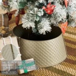 Lattice 20 In. D Antique Gold Metal Tree Collar -The Home Depot Shop vhc brands christmas tree collars 90064 1f 1000