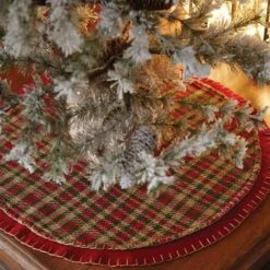 21 In. Cotton Cherry Red Rustic Christmas Decor Mini Tree Skirt -The Home Depot Shop vhc brands christmas tree skirts 28772 31 1000