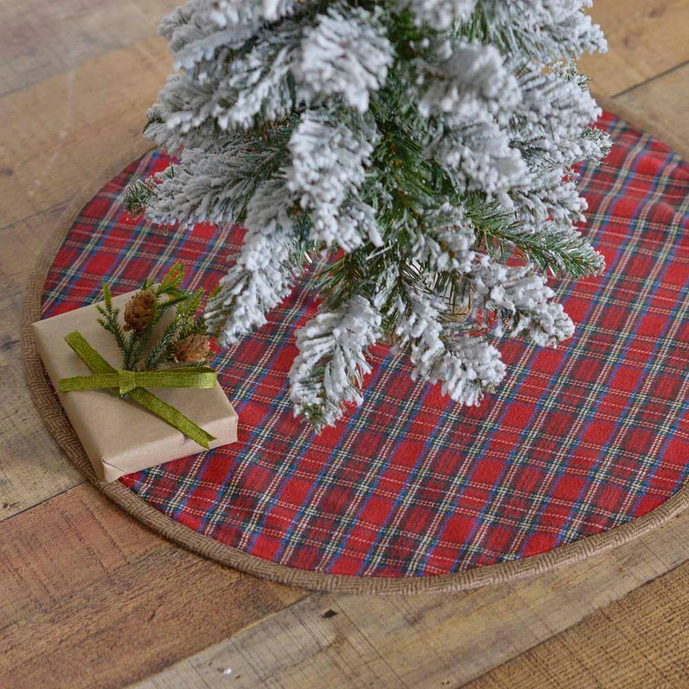 21 In. Gavin Cherry Red Rustic Christmas Decor Mini Tree Skirt 4 21 In. Gavin Cherry Red Rustic Christmas Decor Mini Tree Skirt - Image 4