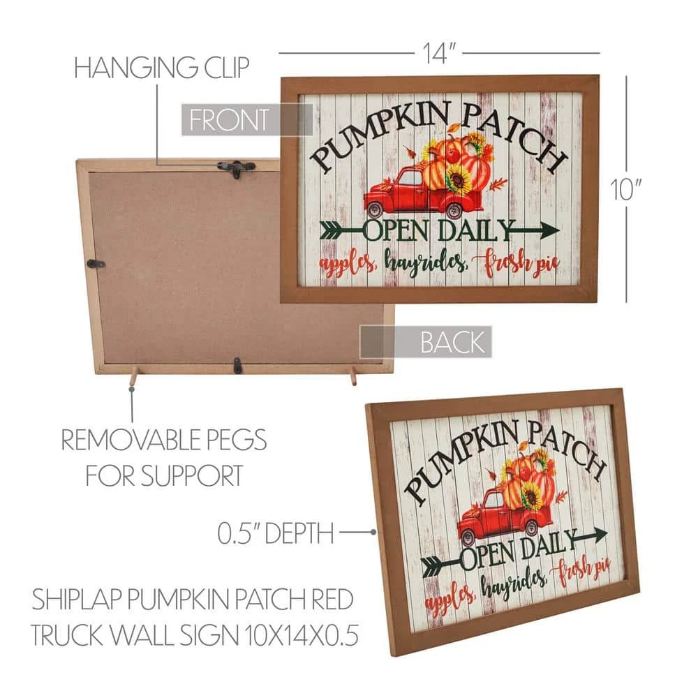 10 In. Shiplap Pumpkin Patch Fall Red Truck Harvest Wall Sign 6 10 In. Shiplap Pumpkin Patch Fall Red Truck Harvest Wall Sign - Image 6