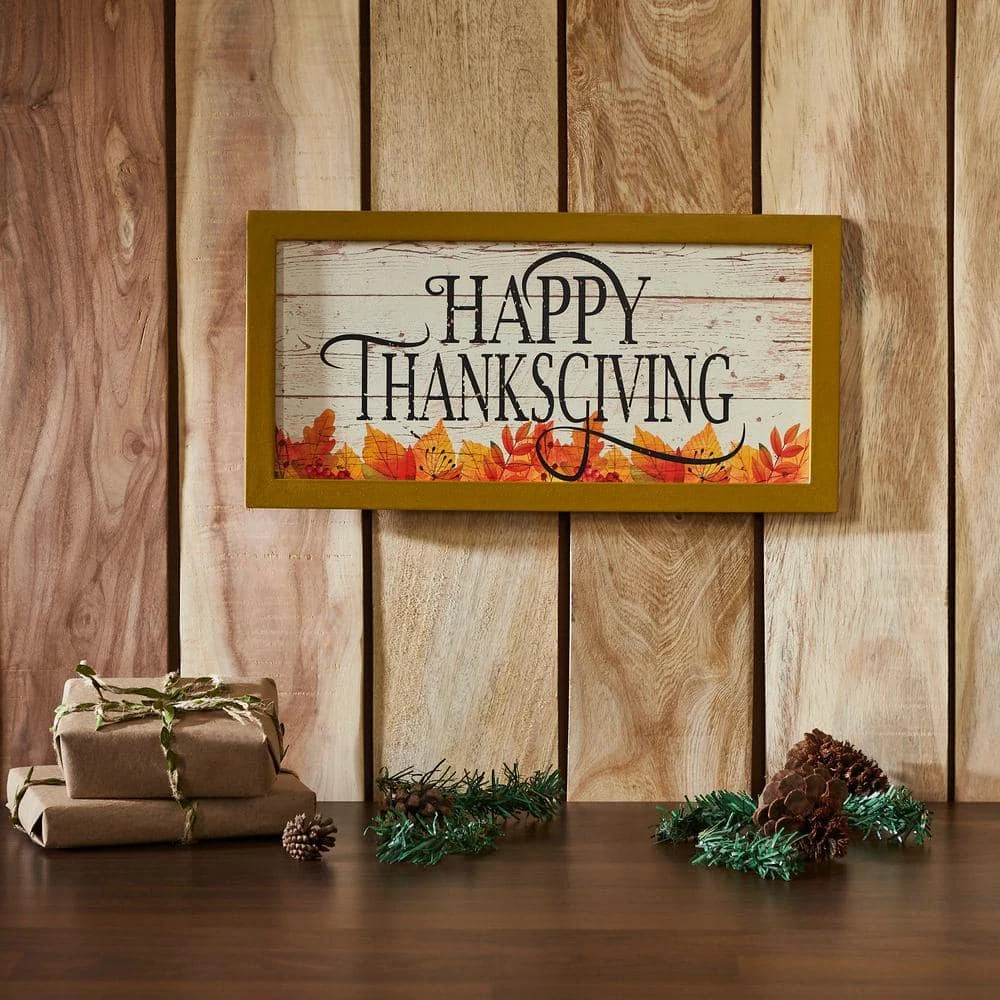 8 In. Shiplap Happy Thanksgiving Fall Leaves Wall Sign 2 8 In. Shiplap Happy Thanksgiving Fall Leaves Wall Sign - Image 2