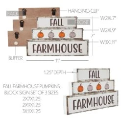 7 In. Fall Farmhouse Pumpkins Harvest Block Sign (Set Of 3) -The Home Depot Shop vhc brands indoor fall decorations 85386 44 1000