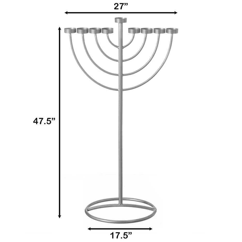 Vintiquewise 47.75 In. Silver Modern Lighting Thin Pipe Hanukkah Menorah Holiday Candles, 9 Branch 4 Vintiquewise 47.75 In. Silver Modern Lighting Thin Pipe Hanukkah Menorah Holiday Candles, 9 Branch - Image 4