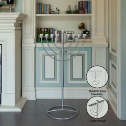 Vintiquewise 47.75 In. Silver Modern Lighting Thin Pipe Hanukkah Menorah Holiday Candles, 9 Branch 13 Vintiquewise 47.75 In. Silver Modern Lighting Thin Pipe Hanukkah Menorah Holiday Candles, 9 Branch -The Home Depot Shop vintiquewise menorahs qi004118 si l 76 1000