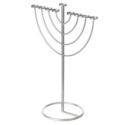 Vintiquewise 35.75 In. Silver Modern Lighting Thin Pipe Hanukkah Menorah Holiday Candles, 9 Branch -The Home Depot Shop vintiquewise menorahs qi004118 si m 44 1000