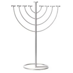 Vintiquewise 35.75 In. Silver Modern Lighting Thin Pipe Hanukkah Menorah Holiday Candles, 9 Branch -The Home Depot Shop vintiquewise menorahs qi004118 si m 4f 1000