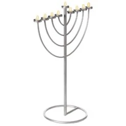 Vintiquewise 35.75 In. Silver Modern Lighting Thin Pipe Hanukkah Menorah Holiday Candles, 9 Branch