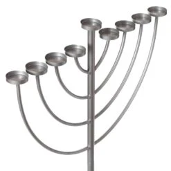 Vintiquewise 35.75 In. Silver Modern Lighting Thin Pipe Hanukkah Menorah Holiday Candles, 9 Branch -The Home Depot Shop vintiquewise menorahs qi004118 si m 76 1000