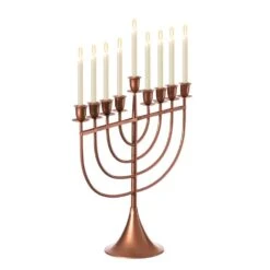 Vintiquewise Modern Solid Metal Judaica Hanukkah Menorah 9 Branched Candelabra, Copper Small -The Home Depot Shop vintiquewise menorahs qi004119 br s 44 1000
