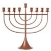 Vintiquewise Modern Solid Metal Judaica Hanukkah Menorah 9 Branched Candelabra, Copper Small