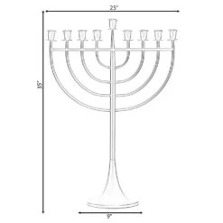 Vintiquewise Modern Solid Metal Judaica Hanukkah Menorah 9 Branched Candlebra, Gold Medium -The Home Depot Shop vintiquewise menorahs qi004119 gd m 1f 1000