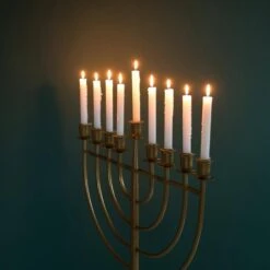 Vintiquewise Modern Solid Metal Judaica Hanukkah Menorah 9 Branched Candlebra, Gold Medium -The Home Depot Shop vintiquewise menorahs qi004119 gd m 44 1000