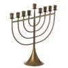 Vintiquewise Modern Solid Metal Judaica Hanukkah Menorah 9 Branched Candelabra, Gold Small