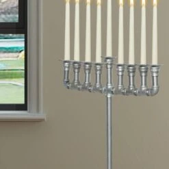 Vintiquewise Industrial Galvanized Antique Silver Metal Pipe Hanukkah Menorah 13 Vintiquewise Industrial Galvanized Antique Silver Metal Pipe Hanukkah Menorah -The Home Depot Shop vintiquewise menorahs qi004137 44 1000