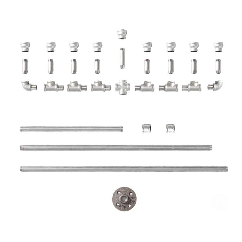 Vintiquewise Industrial Galvanized Antique Silver Metal Pipe Hanukkah Menorah 4 Vintiquewise Industrial Galvanized Antique Silver Metal Pipe Hanukkah Menorah - Image 4