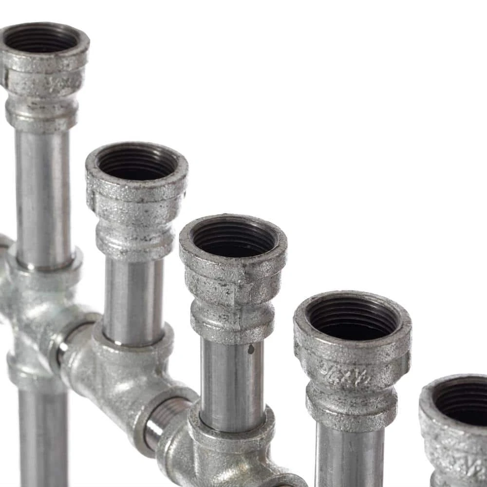 Vintiquewise Industrial Galvanized Antique Silver Metal Pipe Hanukkah Menorah 8 Vintiquewise Industrial Galvanized Antique Silver Metal Pipe Hanukkah Menorah - Image 8