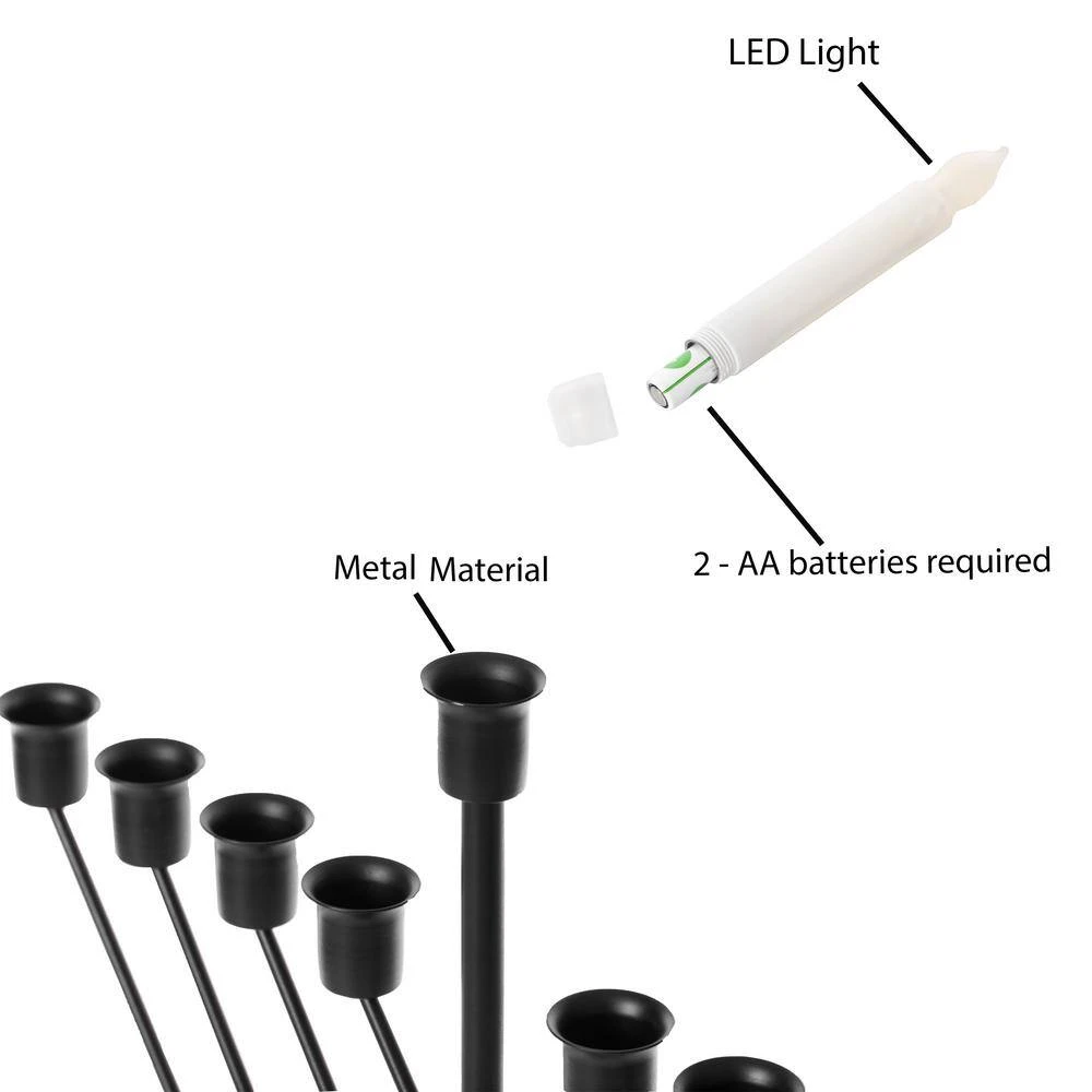 Vintiquewise Nine Branch Electric Chabad Judaica Chanukah Menorah With LED Candle Design Candlestick In Black 6 Vintiquewise Nine Branch Electric Chabad Judaica Chanukah Menorah With LED Candle Design Candlestick In Black - Image 6