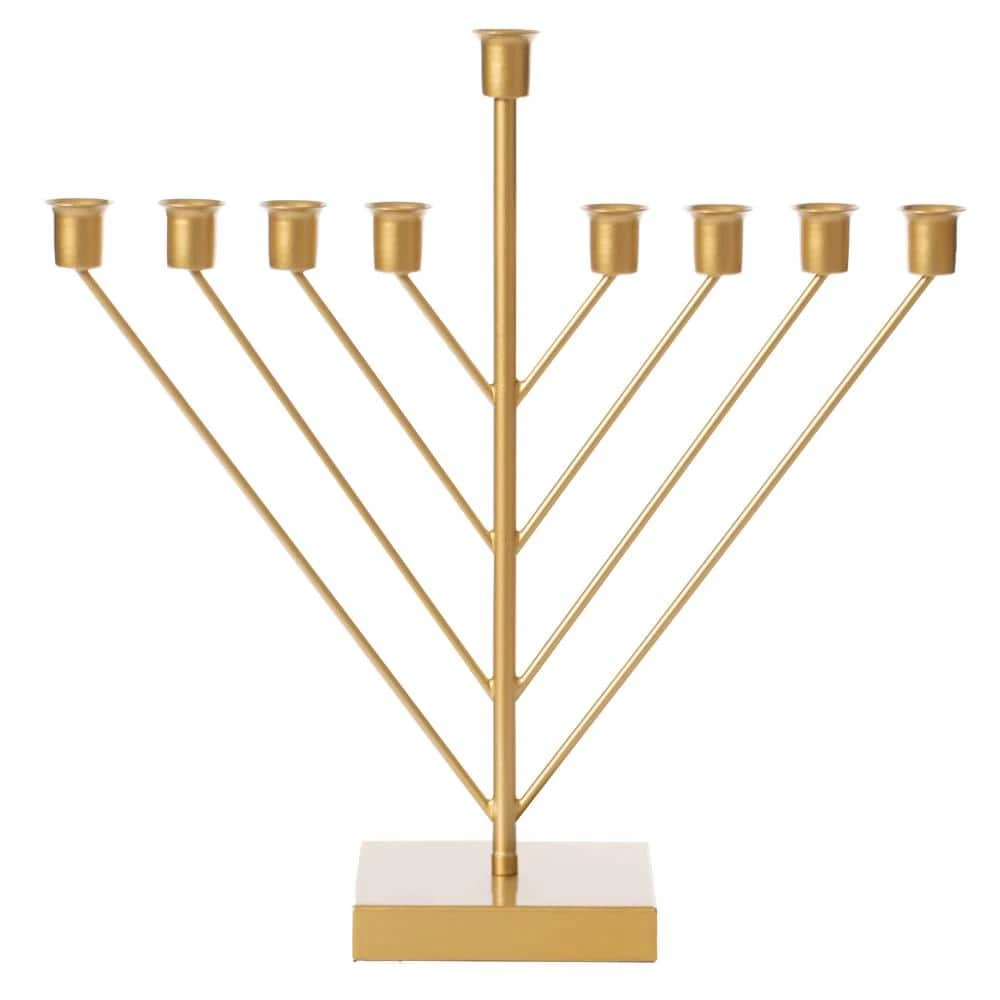 Vintiquewise Nine Branch Electric Chabad Judaica Chanukah Menorah With LED Candle Design Candlestick In Gold 6 Vintiquewise Nine Branch Electric Chabad Judaica Chanukah Menorah With LED Candle Design Candlestick In Gold - Image 6