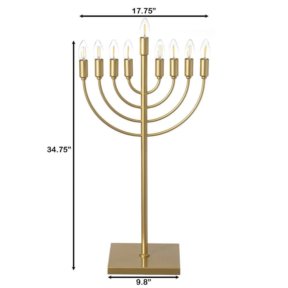 Vintiquewise Gold Finish Modern Contemporary Hanukkah Menorah With LED Hanukkah Candles And Remote Control 4 Vintiquewise Gold Finish Modern Contemporary Hanukkah Menorah With LED Hanukkah Candles And Remote Control - Image 4