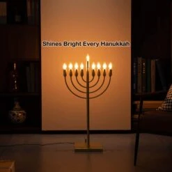 Vintiquewise Gold Finish Modern Contemporary Hanukkah Menorah With LED Hanukkah Candles And Remote Control 9 Vintiquewise Gold Finish Modern Contemporary Hanukkah Menorah With LED Hanukkah Candles And Remote Control -The Home Depot Shop vintiquewise menorahs qi004694 gd 4f 1000