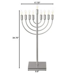 Vintiquewise Silver Finish Modern Contemporary Hanukkah Menorah With LED Hanukkah Candles And Remote Control -The Home Depot Shop vintiquewise menorahs qi004694 sl 1f 1000