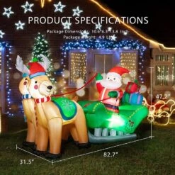 7 Ft. X 4 Ft. Outdoor Christmas Decor Santa On Green Sleigh Inflatable With LED Lights -The Home Depot Shop vivohome christmas inflatables vh387 new fa 1000