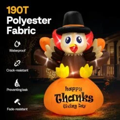 6 Ft. Height Thanksgiving Inflatable LED Lighted Turkey On Pumpkin 11 6 Ft. Height Thanksgiving Inflatable LED Lighted Turkey On Pumpkin -The Home Depot Shop vivohome outdoor fall decorations vh1455us 4f 1000