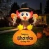 6 Ft. Height Thanksgiving Inflatable LED Lighted Turkey On Pumpkin