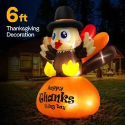 6 Ft. Height Thanksgiving Inflatable LED Lighted Turkey On Pumpkin 10 6 Ft. Height Thanksgiving Inflatable LED Lighted Turkey On Pumpkin -The Home Depot Shop vivohome outdoor fall decorations vh1455us c3 1000
