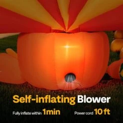 7 Ft. Long Thanksgiving Inflatable LED Lighted Turkey Inside Pumpkin 12 7 Ft. Long Thanksgiving Inflatable LED Lighted Turkey Inside Pumpkin -The Home Depot Shop vivohome outdoor fall decorations vh1481us 1f 1000