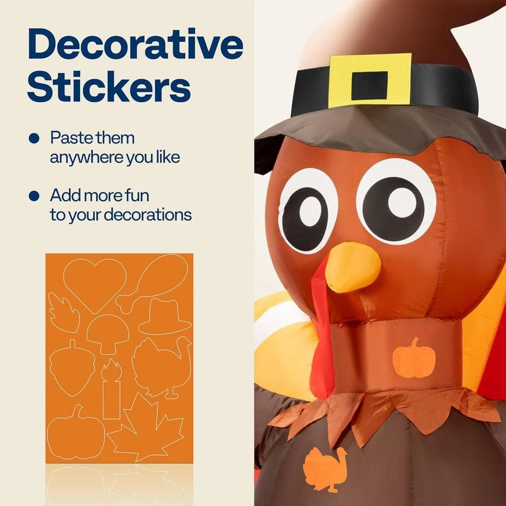 7 Ft. Long Thanksgiving Inflatable LED Lighted Turkey Inside Pumpkin 2 7 Ft. Long Thanksgiving Inflatable LED Lighted Turkey Inside Pumpkin - Image 2