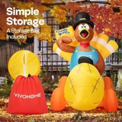 6 Ft. Long Thanksgiving Inflatable LED Lighted Turkey Driving Corn Car 11 6 Ft. Long Thanksgiving Inflatable LED Lighted Turkey Driving Corn Car -The Home Depot Shop vivohome outdoor fall decorations vh1527us 44 1000