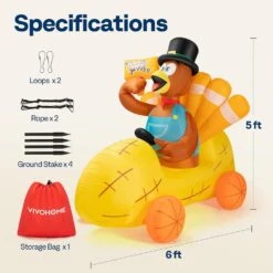 6 Ft. Long Thanksgiving Inflatable LED Lighted Turkey Driving Corn Car 13 6 Ft. Long Thanksgiving Inflatable LED Lighted Turkey Driving Corn Car -The Home Depot Shop vivohome outdoor fall decorations vh1527us 76 1000