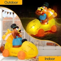 6 Ft. Long Thanksgiving Inflatable LED Lighted Turkey Driving Corn Car 12 6 Ft. Long Thanksgiving Inflatable LED Lighted Turkey Driving Corn Car -The Home Depot Shop vivohome outdoor fall decorations vh1527us fa 1000